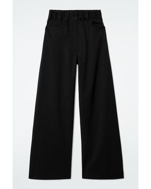 COS Wide-Leg Cotton Trousers - Black
