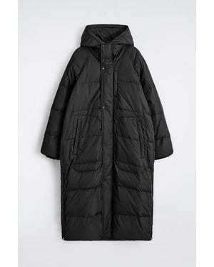 COS Hooded Down Long Puffer Coat - Black
