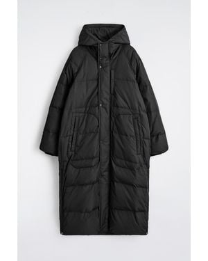 COS Hooded Down Long Puffer Coat - Black