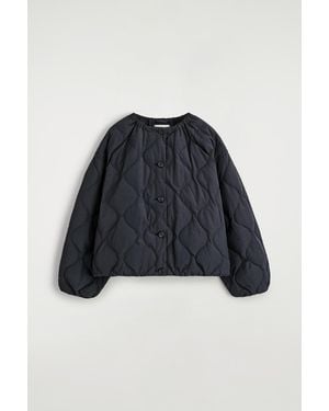 COS Gathered Quilted Down Jacket - Blue