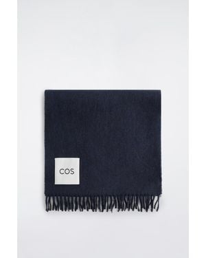 COS Fringed Cashmere Scarf - Blue