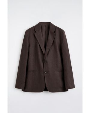 COS Single-Breasted Linen Blazer - Brown