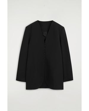 COS Button-Detail Silk-Crepe Blazer - Black
