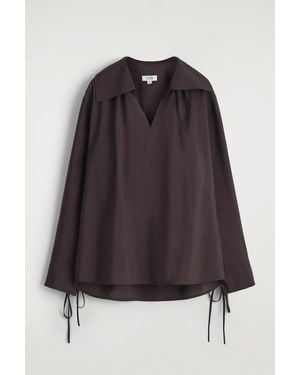 COS Wide-Collar Modal Blouse - Black
