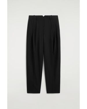 COS Pleated Wool-Blend Tapered Trousers - Black