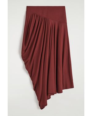 COS Asymmetric Draped Midi Skirt - Red