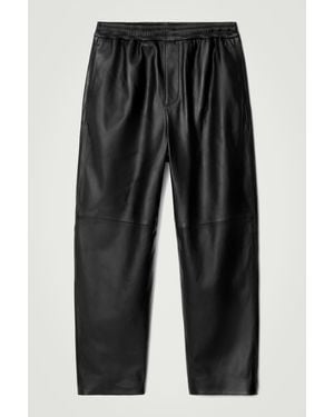 COS Elasticated Tapered Leather JOGGERS - Black