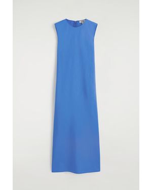 COS Bias-Cut Linen-Blend Midi Dress - Blue