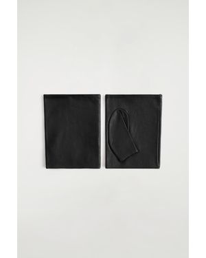COS Leather Fingerless Gloves - Black