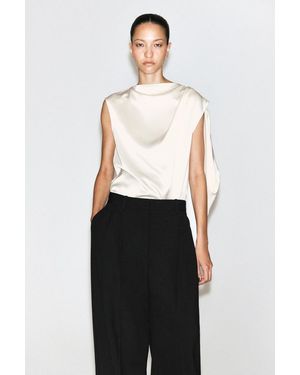 COS Asymmetrisches Drapiertes Oberteil Aus Satin - Weiß