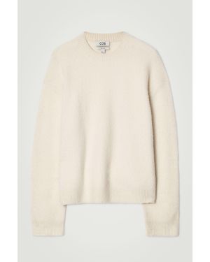 COS Brushed-wool Crew-neck Jumper - Natural