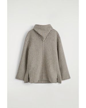COS Checked Double-Faced Wool Scarf Blouse - Gray