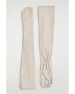 COS Elongated Nappa Gloves - White