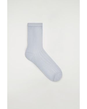 COS Ribbed Sheer Socks - White