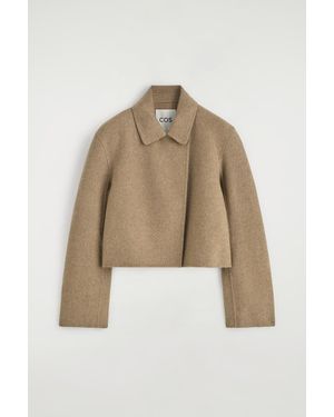 COS Oversized Cropped Double-Faced Wool Jacket - Natural