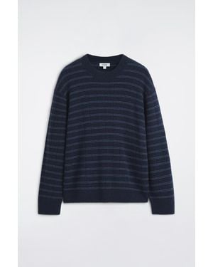 COS Gestreifter Pullover Aus Merinowoll-Kaschmir-Mix - Blau