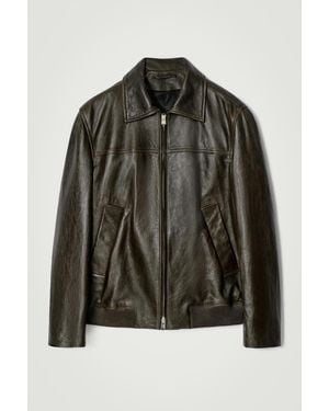 COS Leather Aviator Jacket​ - Black