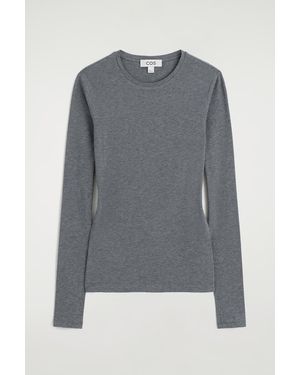 COS Cotton Long-Sleeved Top - Grey