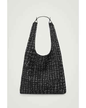 COS Oversized Jacquard Tote Bag - Black