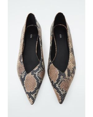 COS Pointed Leather Kitten-Heel Court Shoes - Brown