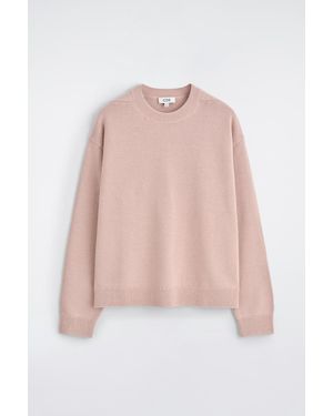 COS Knitted Cotton Crew-Neck Sweater - Pink