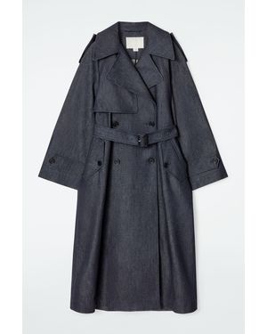 COS Oversized Denim Trench Coat - Blue