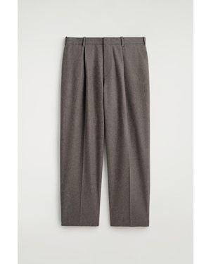 COS Wool Relaxed-Fit Straight-Leg Trousers - Grey