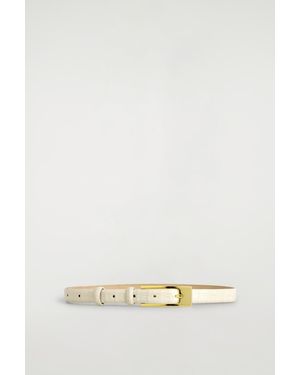 COS Elongated-Buckle Leather Belt - Natural