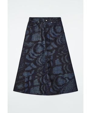 COS Jacquard Denim A-Line Midi Skirt - Blue