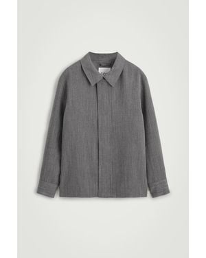 COS Placket-Detail Wool Shirt - Gray
