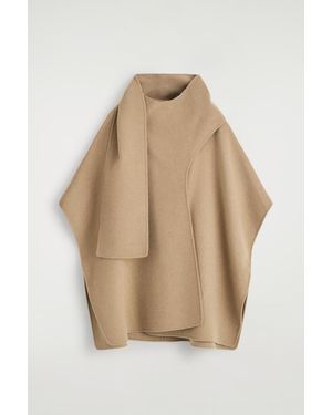 COS Double-Faced Wool Scarf Cape - Natural