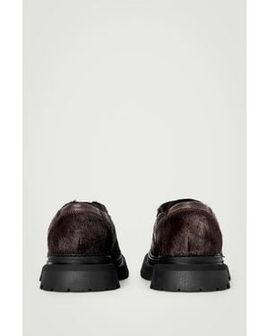 COS Chunky Pony-Hair Leather Derby Shoes - Black