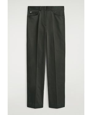 COS Sateen Straight-Leg Trousers - Green