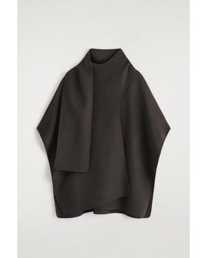 COS Double-Faced Wool Scarf Cape - Black