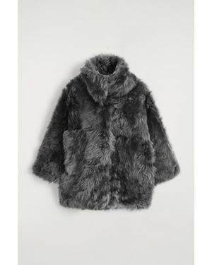 COS Funnel-Neck Shearling Jacket - Black