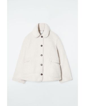 COS Collared Faux Shearling Jacket - Natural