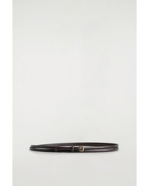 COS Double-Wrap Skinny Leather Belt - Brown