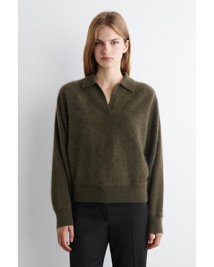 COS Polopullover Aus Gebürstetem Kaschmir - Grün