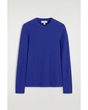 COS Crepe-Jersey Long-Sleeved T-Shirt - Blue