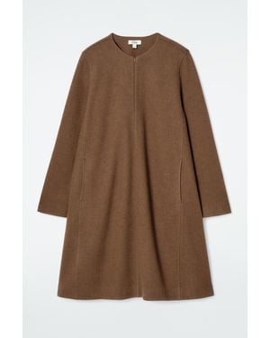 COS A-Line Boiled-Wool Mini Dress - Brown