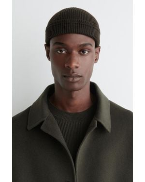 COS Gerippte Fisherman-Beanie Aus Woll-Baumwoll-Mix - Schwarz