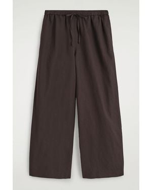 COS Wide-Leg Linen Drawstring Pants - Brown