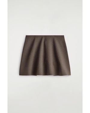 COS Flared Jersey Mini Skirt - Brown