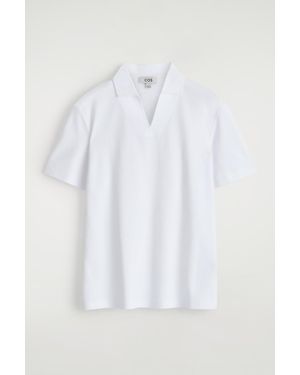 COS Technical Piqué Polo Shirt - White
