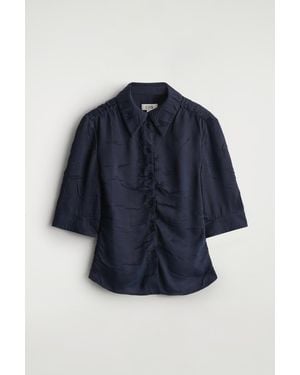 COS Gathered Crinkled Shirt - Blue