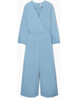 COS V-neck Culotte Jumpsuit - Blue