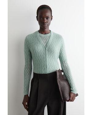 COS Strickjacke Aus Mohair Mit Pointelle-Muster - Grün