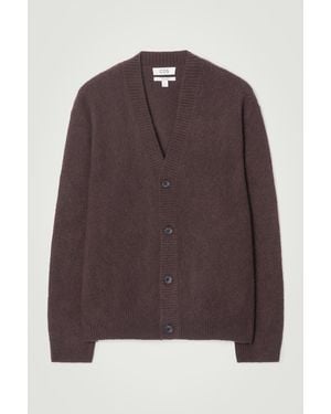 COS Brushed-wool V-neck Cardigan - Brown