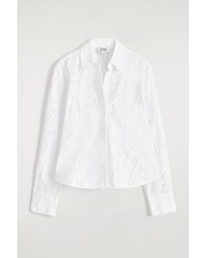 COS Cropped Broderie Anglaise Shirt - White