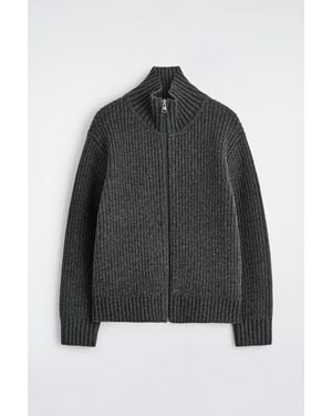 COS Funnel-neck Knitted Wool Jacket - Black